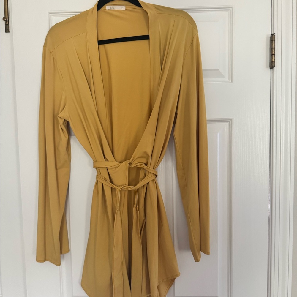 Yellow Long Sleeve Dress with Tie Waist